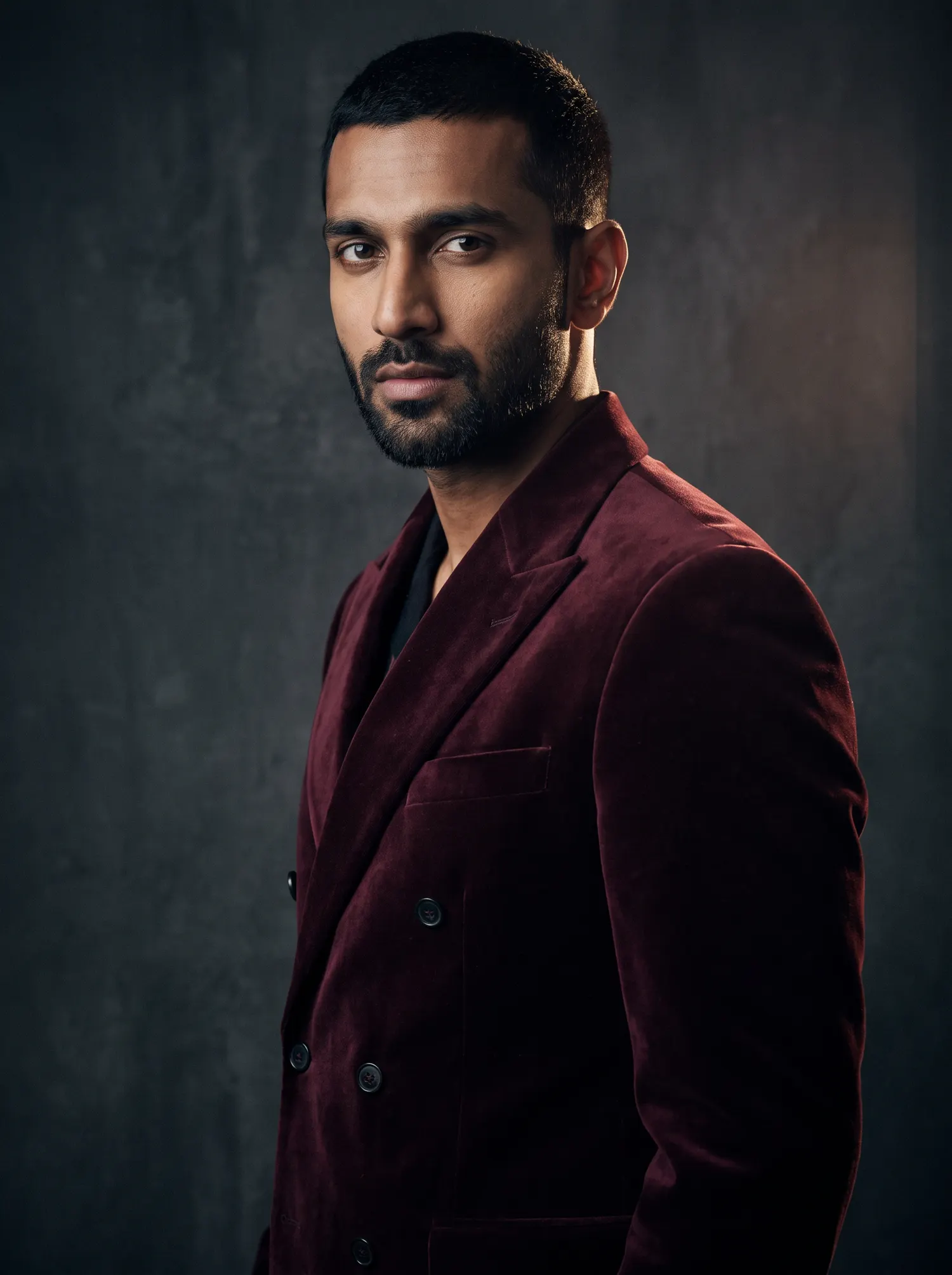 Burgundy velvet suit