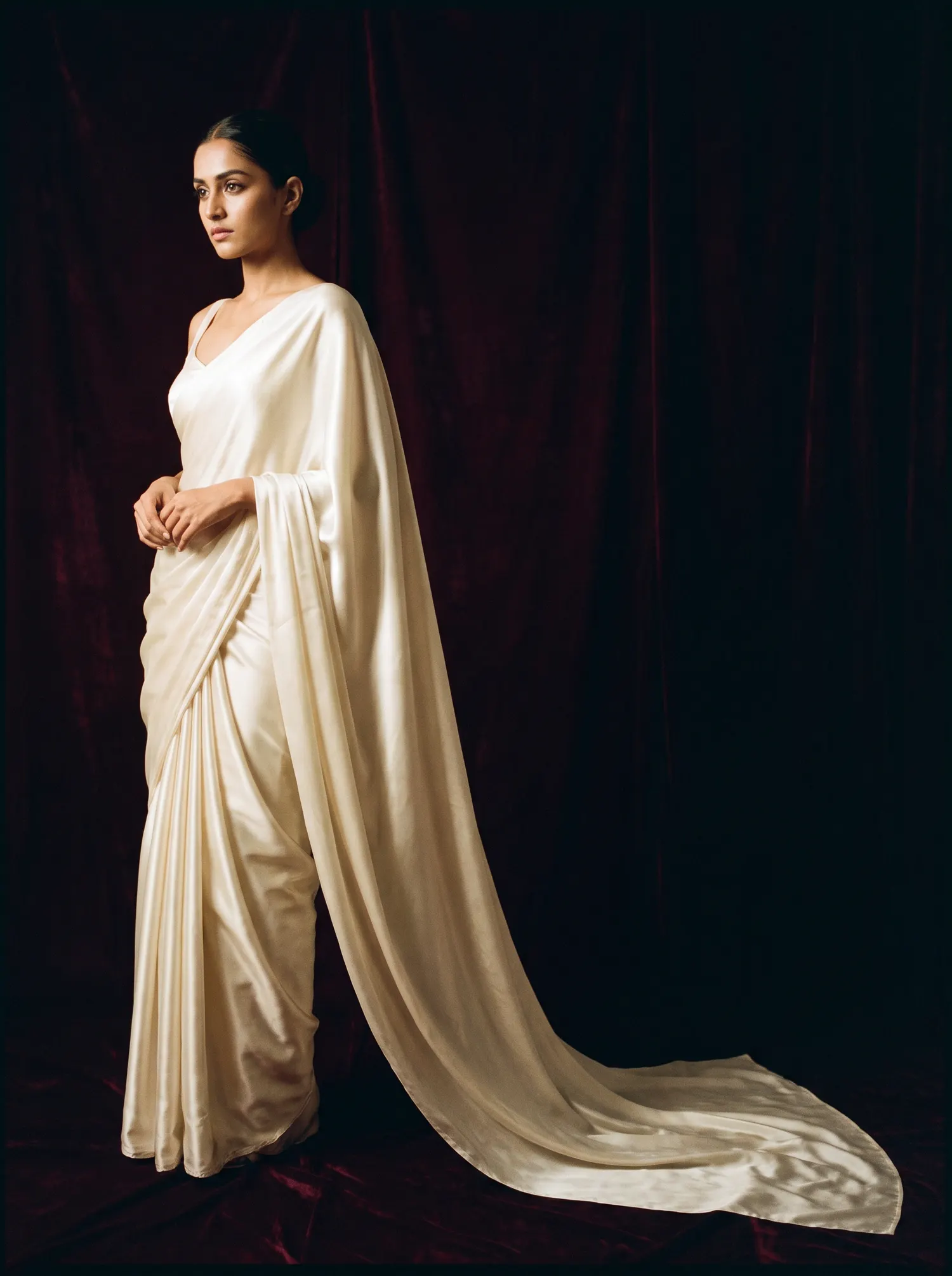 Ivory satin drape